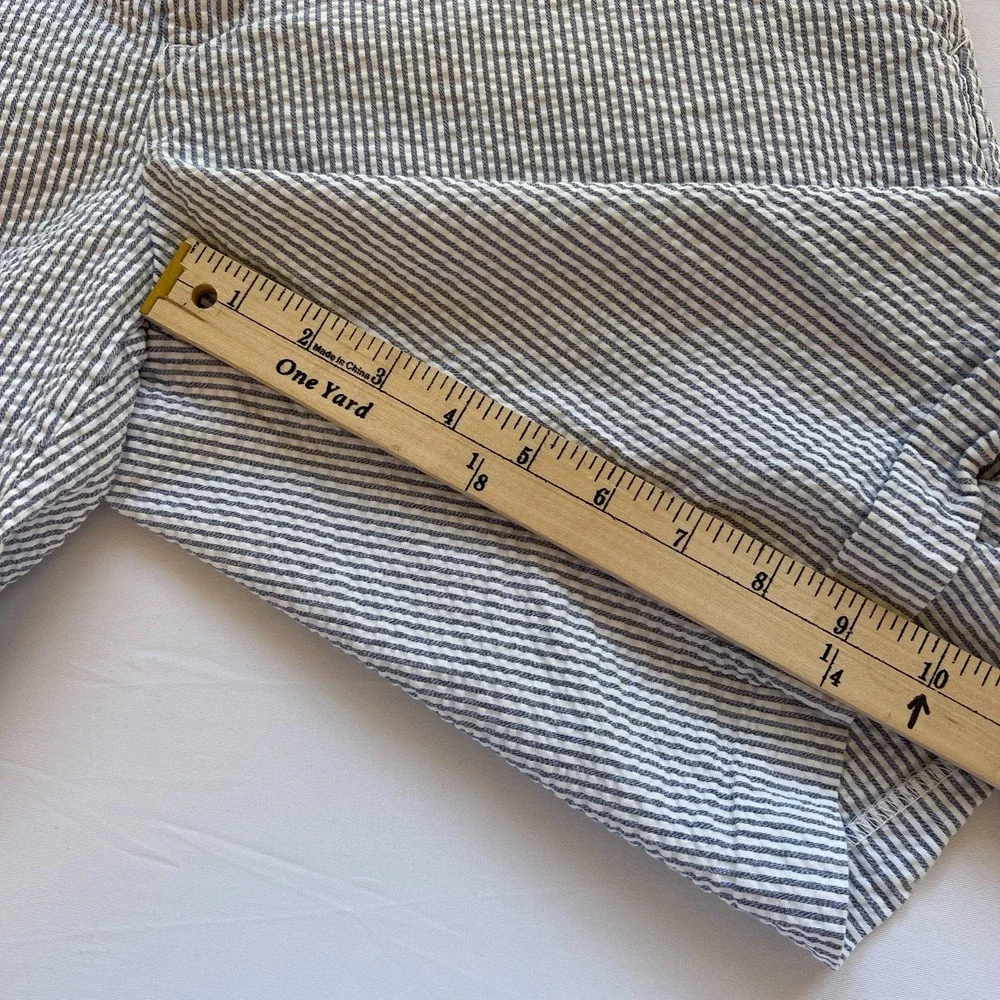 BANANA REPUBLIC Mens Preppy Blu Striped Seersucker Aiden Club Cotton Short Sz 34
